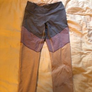 Blue, purple, and cream leggings